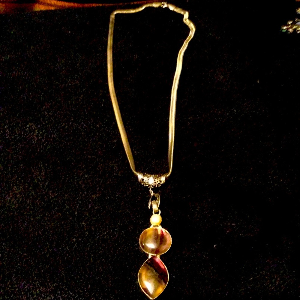 Precious brown stone necklace